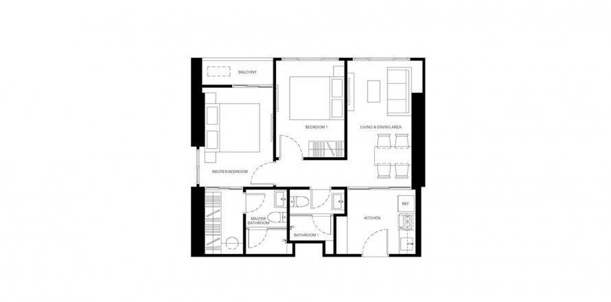 Планировка Квартиры «2BR-8» 2 спальни в ЖК Xelf 