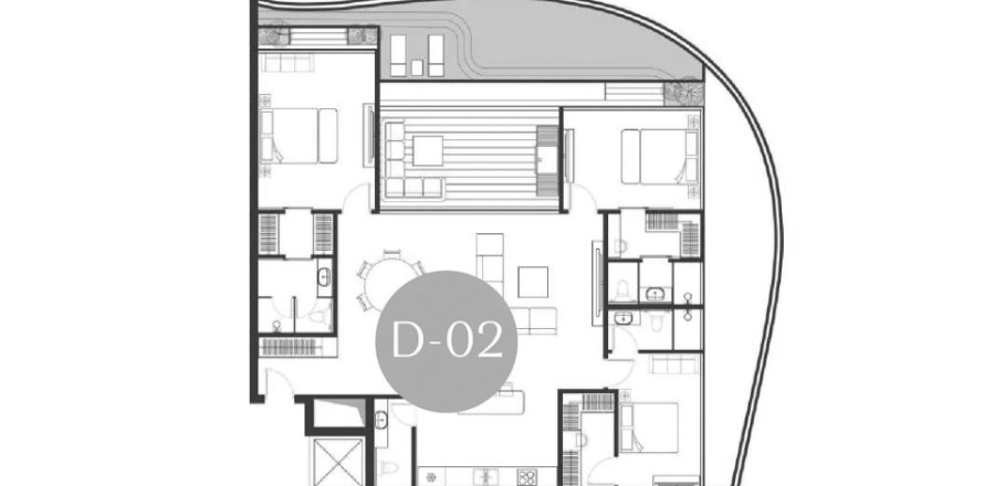 Apartment floor plan «3BR-23», 3 bedrooms in Andaman Boutique Residences