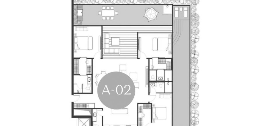 Apartment floor plan «3BR-24», 3 bedrooms in Andaman Boutique Residences