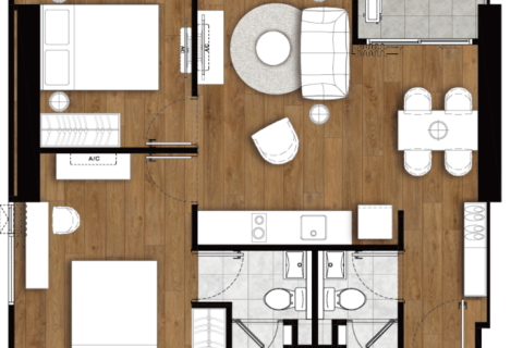 Condo à Bang Kapi, Bangkok, Thaïlande, 2 chambres  № 135530 - photo 2