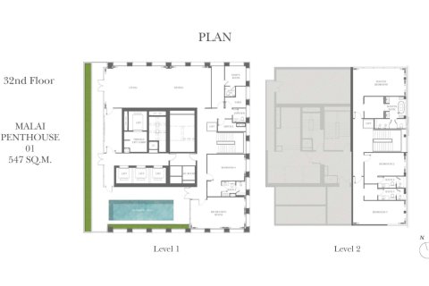 Пентхаус в Бангкоке, Таиланд с 4 спальнями № 170072 - фото 9