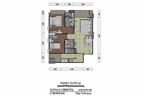 Кондоминиум с 2 спальнями в Бангкоке, Таиланд № 143998 - фото 6