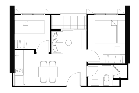 Studio dans le Condo à Din Daeng, Bangkok, Thaïlande  № 170736