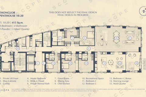 Пентхаус в Бангкоке, Таиланд с 4 спальнями № 166112 - фото 11