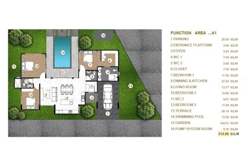 Вилла в Ланта Яи, Таиланд с 3 спальнями  № 170884 - фото 16