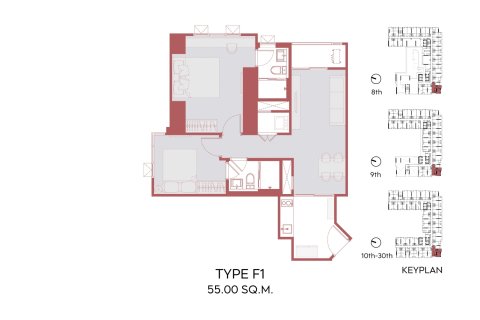 Кондоминиум с 2 спальнями в Бангкоке, Таиланд № 170244 - фото 10